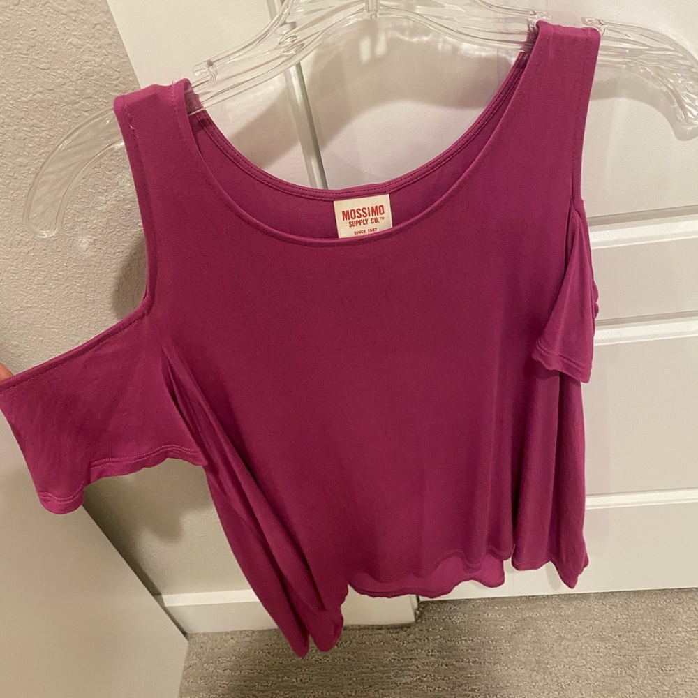 Pink cold shoulder top